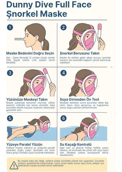 Full Face Şnorkel Maske| Su Geçirmez Anti-Buhar | 180° Panoramik Görüş| Kolay Nefes | L/xl fırsatları