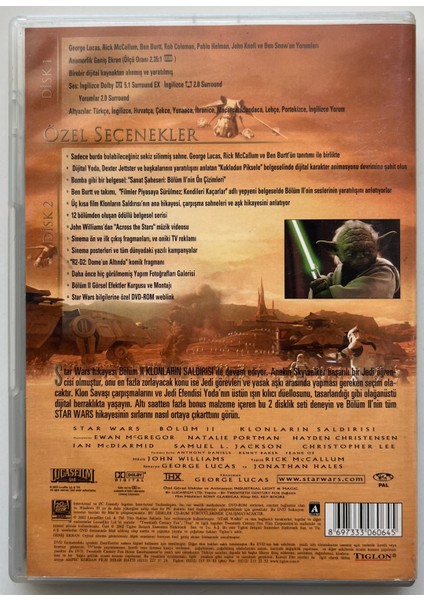 Star Wars Klonların Saldırısı Iı DVD Film 2 Diskli Versiyon Kitapçık Mevcut (Orijinal Dönem Baskı Dvd) fiyatları
