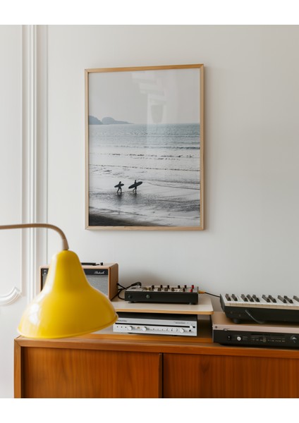 Blue Botanical Shadows - Doğal Ahşap Çerçeveli Tablo - İllüstrasyon Poster - Curated By Push