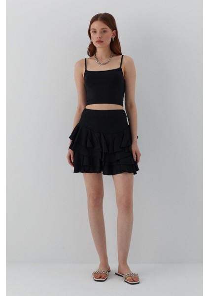 Fırfırlı Kısa Etek Siyah fiyatları
