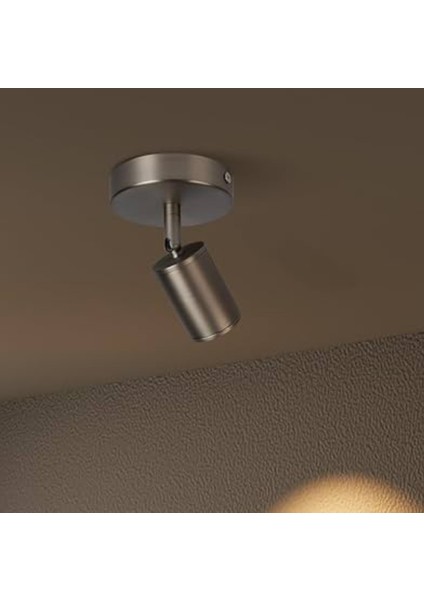 Metal Mafsallı Inox Kaplama Spot Armatür Aplik Beyaz LED Ampullü