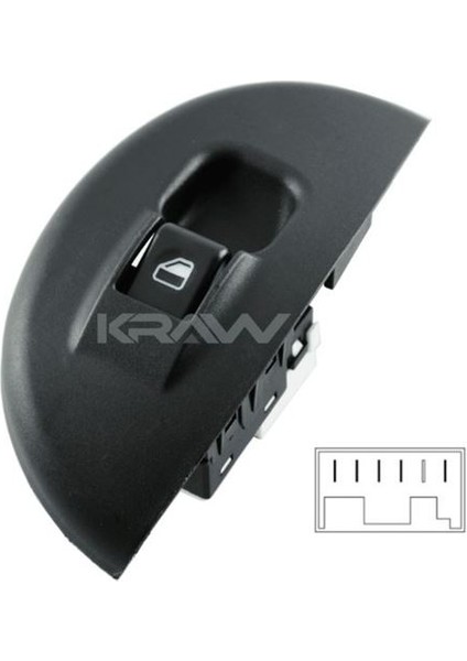 Cam Açma Düğmesi (Tekli - Sağ - Çerçeveli - 5 Pin) Palıo Sıena (96-01) Strada (98-01)