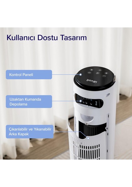 Kule Vantilatör LTF-F422-WEU 7,5 M/s, 23 W, 25 Db Sessiz Uzaktan Kumandalı, 12 Hız Kademesi, 4 Mod, modelleri