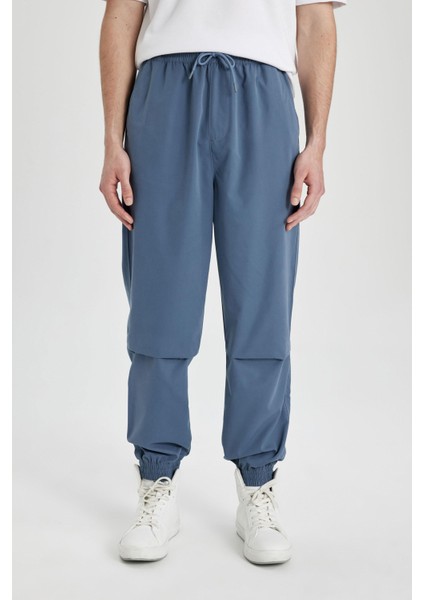 Jogger Gabardin Pantolon Regular Beli Bağcıklı Cepli Lastikli Paça B7493AX24SP