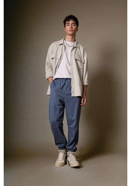 Jogger Gabardin Pantolon Regular Beli Bağcıklı Cepli Lastikli Paça B7493AX24SP fiyatları