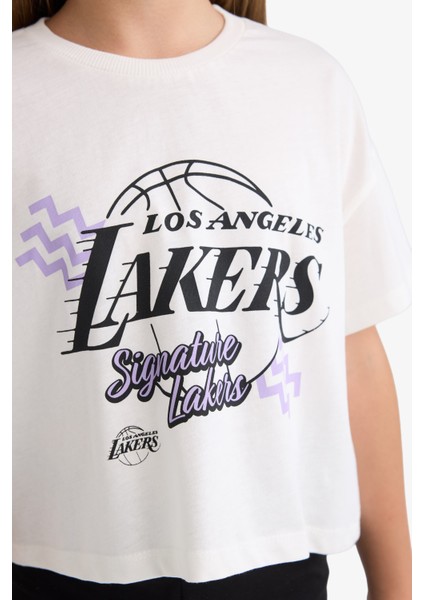Kız Çocuk NBA Los Angeles Lakers Bisiklet Yaka Kısa Kollu Tişört E7632A825HS
