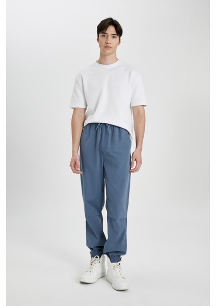 Jogger Gabardin Pantolon Regular Beli Bağcıklı Cepli Lastikli Paça B7493AX24SP