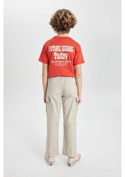 Erkek Çocuk Kargo Cepli Düz Paça Gabardin Pantolon B5924A824SP