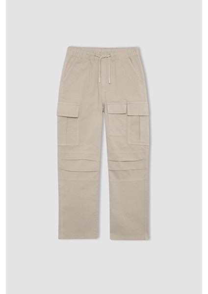 Erkek Çocuk Kargo Cepli Düz Paça Gabardin Pantolon B5924A824SP