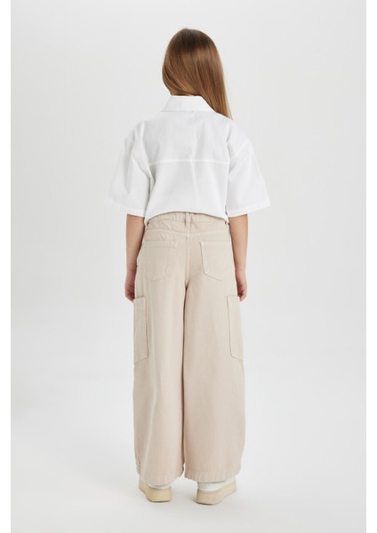 Kız Çocuk Wide Leg Kargo Geniş Bol Paça Jean Pantolon C0451A824SP