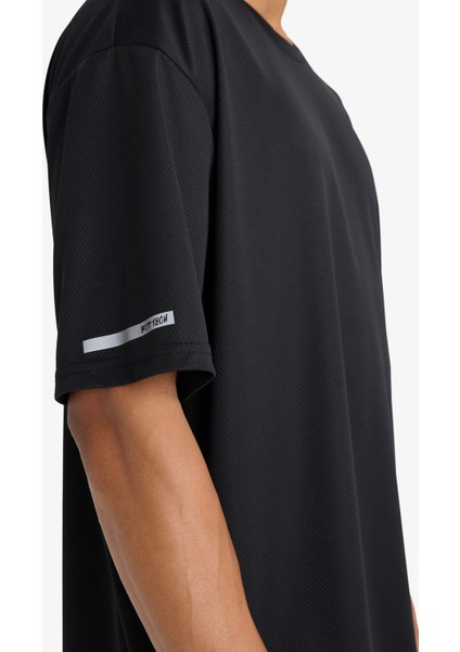 Fit Hızlı Kuruyan Boxy Fit Bisiklet Yaka Baskılı Sporcu Kısa Kollu Tişört D6726AX25SP