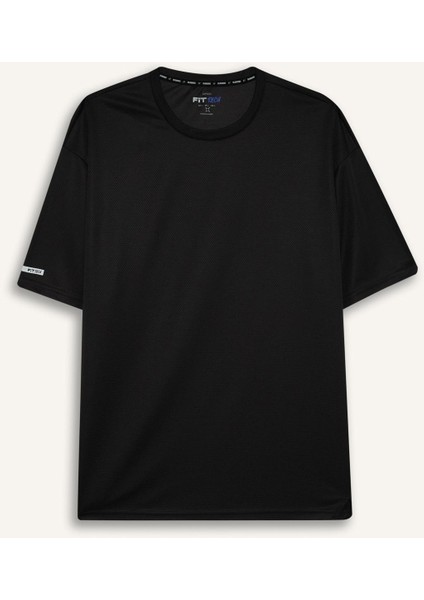 Fit Hızlı Kuruyan Boxy Fit Bisiklet Yaka Baskılı Sporcu Kısa Kollu Tişört D6726AX25SP