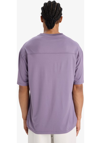 Fit Boxy Fit Bisiklet Yaka Baskılı Sporcu Kısa Kollu Tişört D7365AX25SP