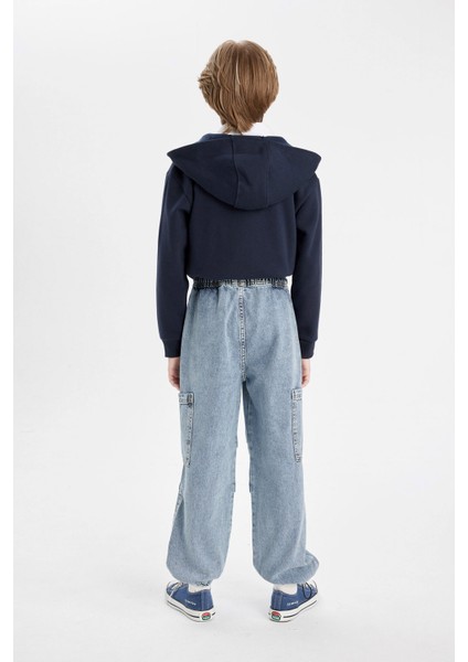 Erkek Çocuk Kargo Cepli Beli ve Paçası Lastikli Jogger Paraşüt Okul Jean Pantolon C4519A824AU