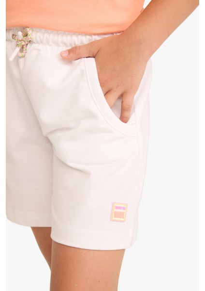 Kız Çocuk Beli Lastikli Beyaz Şort fırsatları