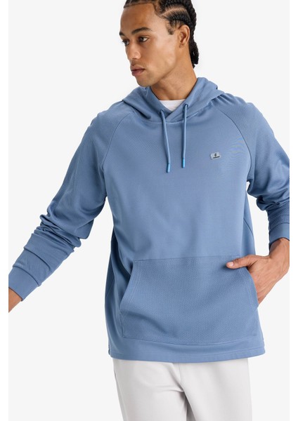 Mavi DeFactoFit Standart Fit Kapüşonlu Cepli Sporcu Sweatshirt C9171AX24AU