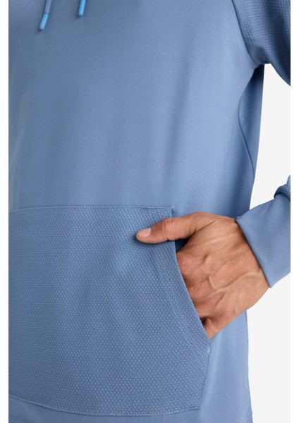 Mavi DeFactoFit Standart Fit Kapüşonlu Cepli Sporcu Sweatshirt C9171AX24AU