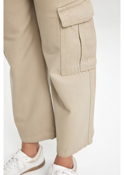 Kız Çocuk Wide Leg Kargo Cepli Geniş Bol Paça Pamuklu Pantolon C8778A824AU indirimleri