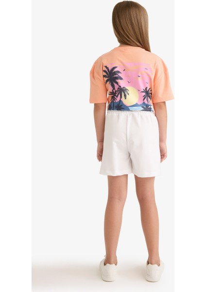 Kız Çocuk Beli Lastikli Beyaz Şort indirimleri