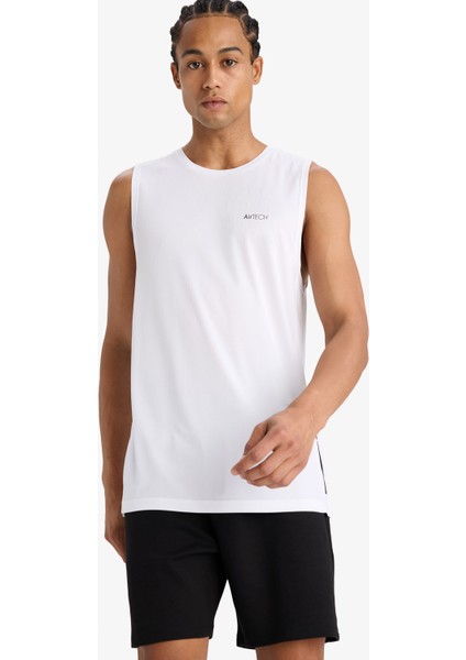 fit Hızlı Kuruyan Standart Fit Sporcu Bisiklet Yaka Baskılı ATLET A1736AX25HS