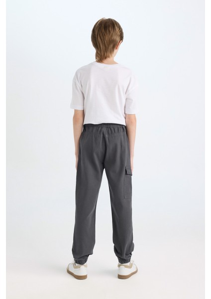Erkek Çocuk Kargo Cepli Beli Bağcıklı Lastikli Paça Jogger Paça Gabardin Pantolon C7555A824WN indirimleri