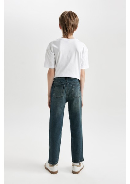 Erkek Çocuk Straight Fit Düz Paça Cepli Jean Pantolon C7237A824CW
