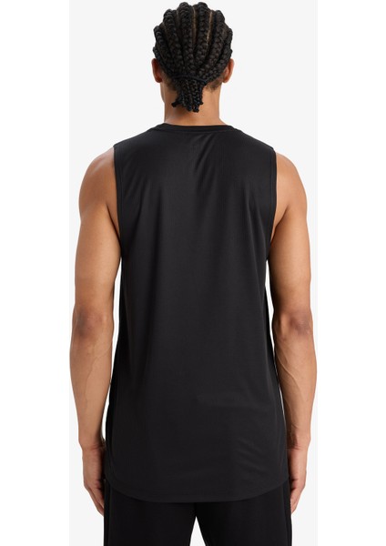 Fit Hızlı Kuruyan Standart Fit Sporcu Bisiklet Yaka Baskılı Atlet A1736AX25HS