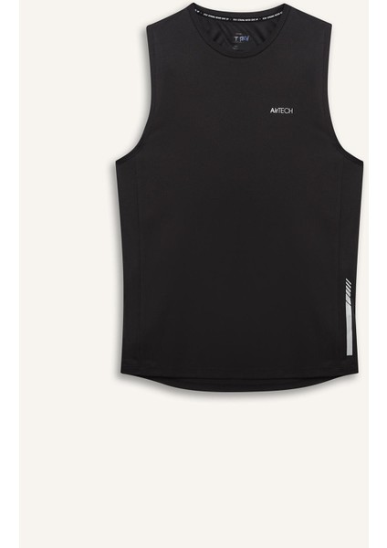 Fit Hızlı Kuruyan Standart Fit Sporcu Bisiklet Yaka Baskılı Atlet A1736AX25HS