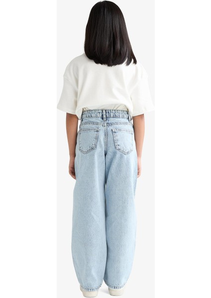 Kız Çocuk Baggy Fit Geniş Paça Jean Pantolon E9833A825AU