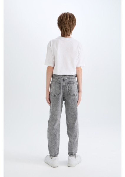 Erkek Çocuk Balloon Fit Yırtık Detaylı Düz Paça Jean Pantolon C5707A824WN