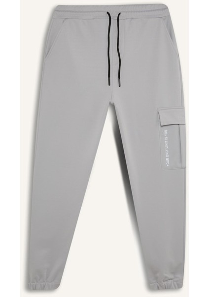 Fit Sporcu Jogger Eşofman Altı Standart Fit Üç Cepli Beli Bağcıklı Lastikli Paça D3741AX24WN