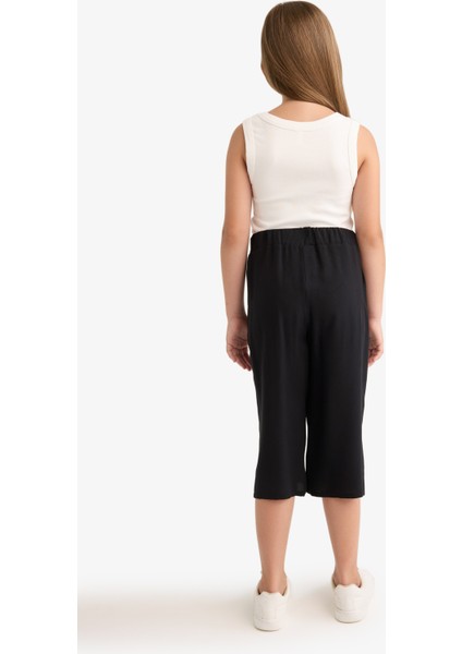 Kız Çocuk Culotte Geniş Paça Viskon Kapri