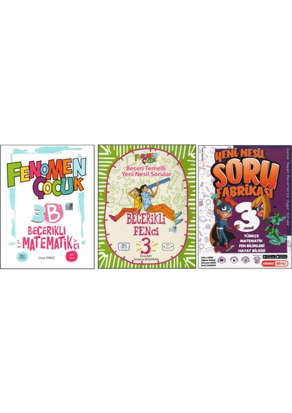 Fenomen Ç. 3. Sınıf Becerikli 3b Matematikçi+Fenci+Kırmızı Beyaz Sınavda Yol Arkadaşım (3 Kitap)