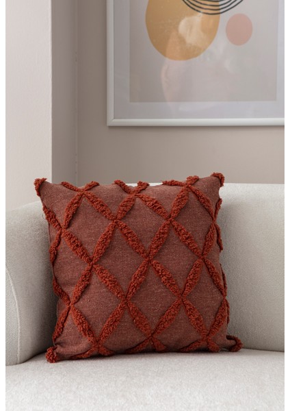 Sarmal Desenli Punch Işlemeli Keten Kırlent Kılıfı, Puantiyeli Kırlent Kılıfı, 43X43CM fiyatları
