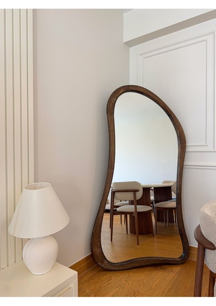 Doğal Ahşap Çerçeveli 180X100 cm Ceviz Ayaklı Büyük Boy Ayna