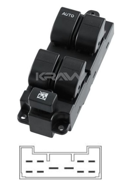 Cam Açma Düğmesi (Dörtlü - Cam Kilit Butonlu - Autolu - 10 Pin) Ranger (02-06) BT50 (06-)