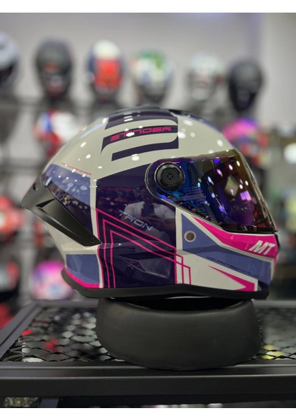 Helmets Stinger Tron Parlak Kask (Şeffaf Vizörlü)