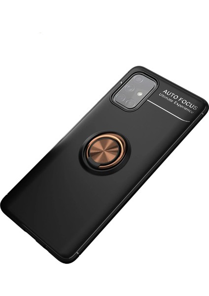 Samsung Galaxy M31S Kılıf Range Yüzüklü Silikon - Siyah-Gold Arbkd