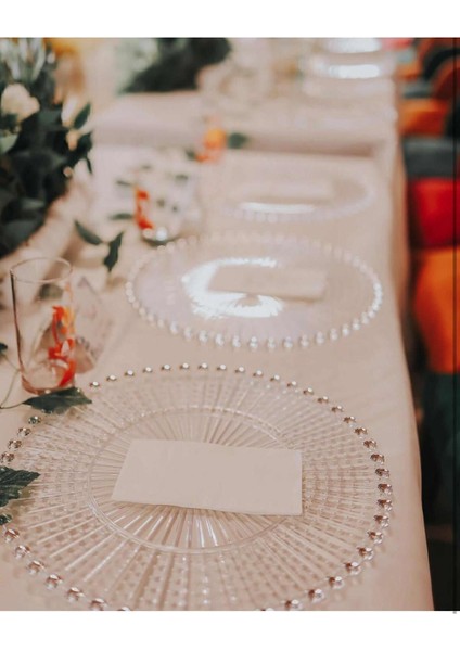 Turuncu Renkli Sunum Tabağı, 36'lı Paket, Boncuk Detaylı, Plastik, Düğün ve Davetler Için modelleri