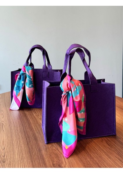 Fular Hediye Keçe Mor Renk Çanta,omuz Çantası,organizer,el Yapımı,alışveriş Düzenleyici fiyatları