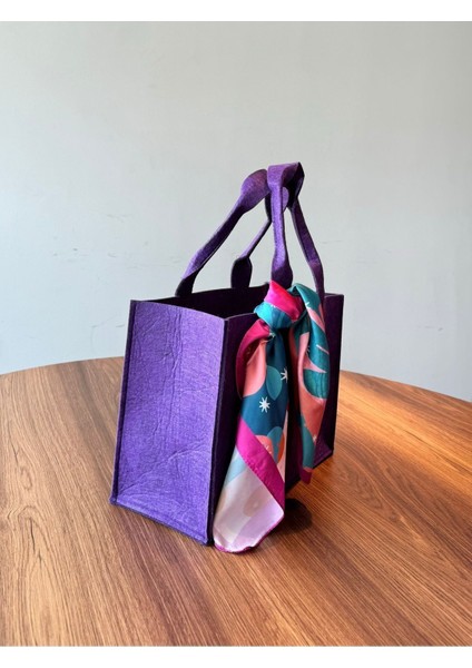 Fular Hediye Keçe Mor Renk Çanta,omuz Çantası,organizer,el Yapımı,alışveriş Düzenleyici fırsatları