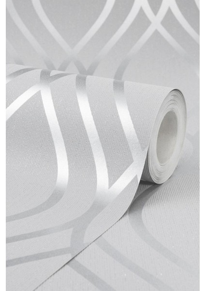 Şık Gri Dalga Desenli Kabartmalı Duvar Kağıdı 5,30 M²