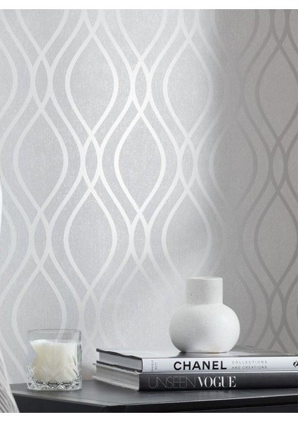 Şık Gri Dalga Desenli Kabartmalı Duvar Kağıdı 5,30 M² fiyatları