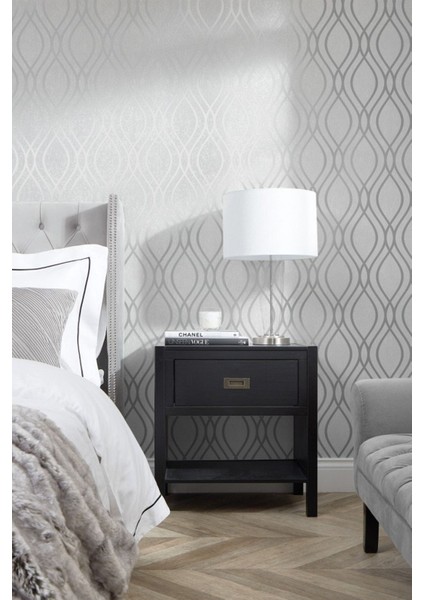 Şık Gri Dalga Desenli Kabartmalı Duvar Kağıdı 5,30 M² modelleri
