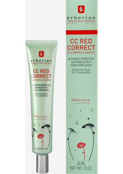 Erborıan cc Red Correct Spf 25, Yeşil Renk Krem 44,4ml