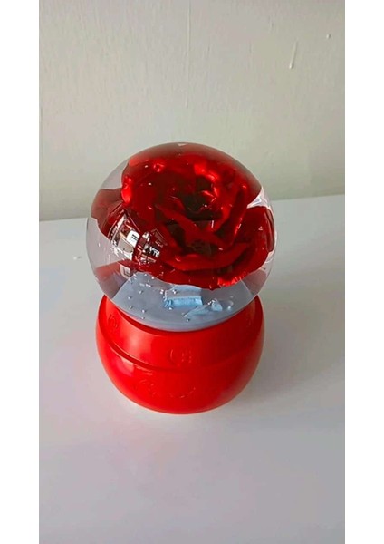 LED Işıklı Kar Küresi | Kar Küresi Pilli ve Işıklı 15 cm | Kırmızı Gül | Sevgiliye Özel Hediye fiyatları