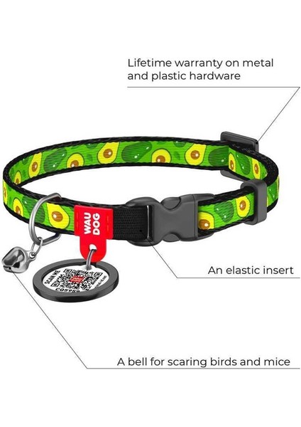 Collar Qr Pasaportlu Kedi Boyun Tasması 20-30 cm 10 mm "avocado" modelleri