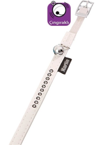 Karlıe Deri Taşlı Kedi Tasma Xs 30Cm-11Mm Beyaz