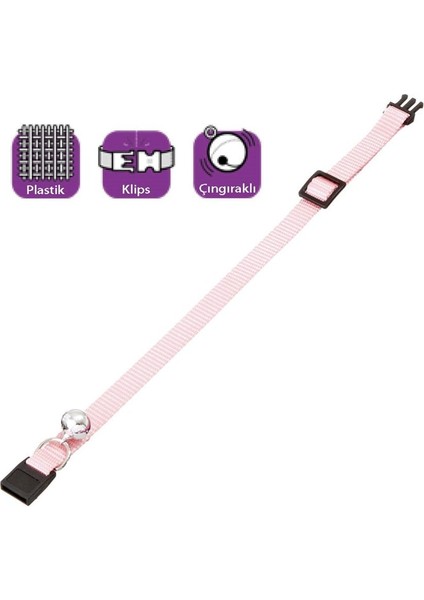 Boyun Tasma Çıngıraklı 30 Cm Toz Pembe