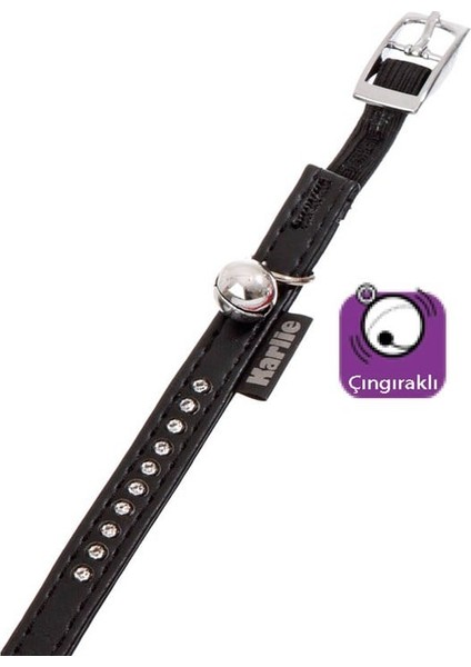 Karlıe Deri Taşlı Kedi Tasma Xs 30Cm-11Mm Siyah
